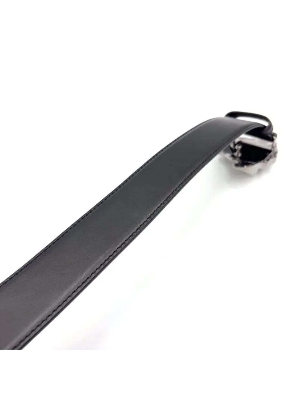 Versace Medusa Head Leather Black Belt Silver
